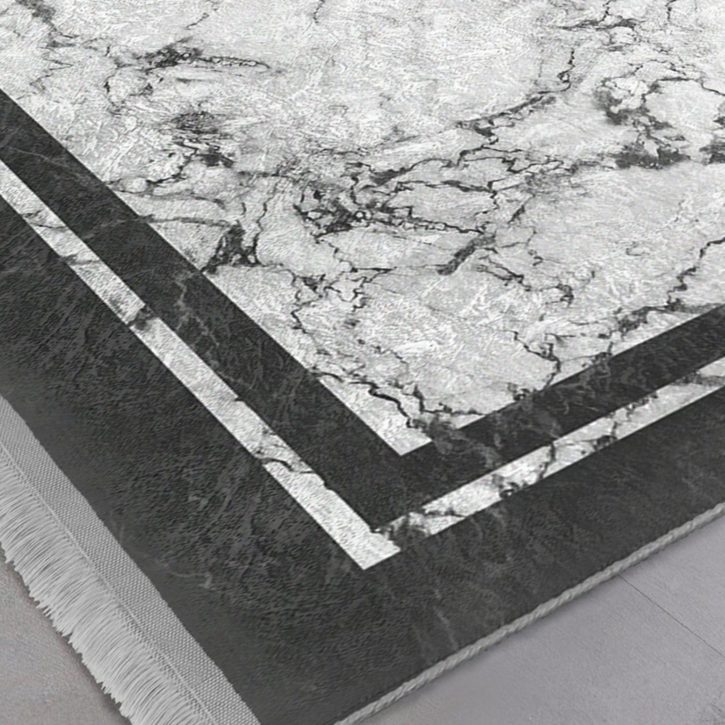 White Marble Design Washable Area Rug | Homeezone