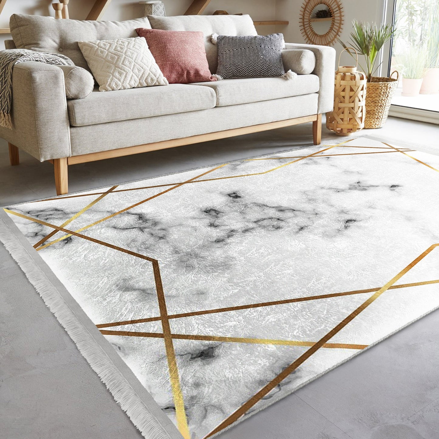 White Marble Luxury Design Washable Area Rug | Homeezone