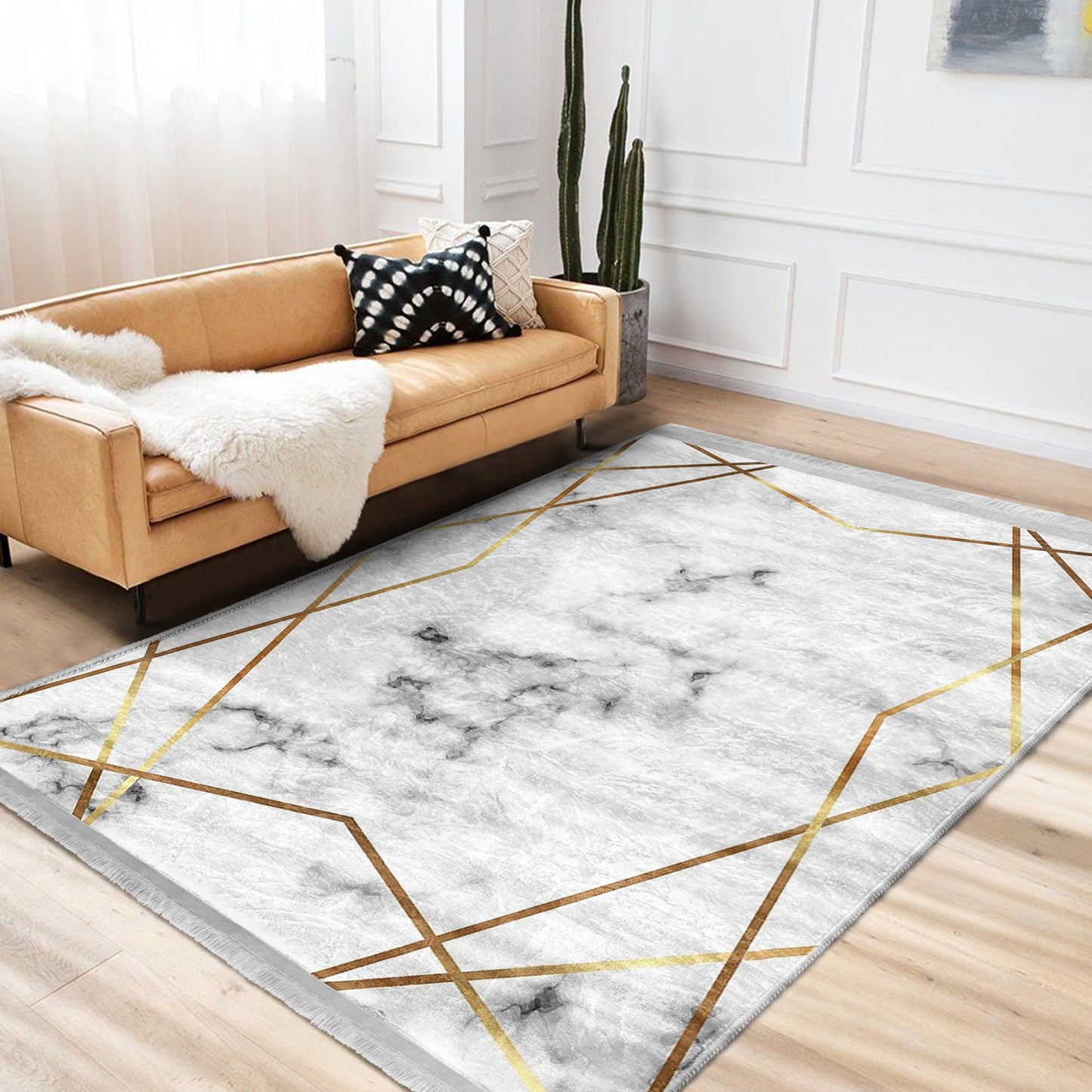 White Marble Luxury Design Washable Area Rug | Homeezone