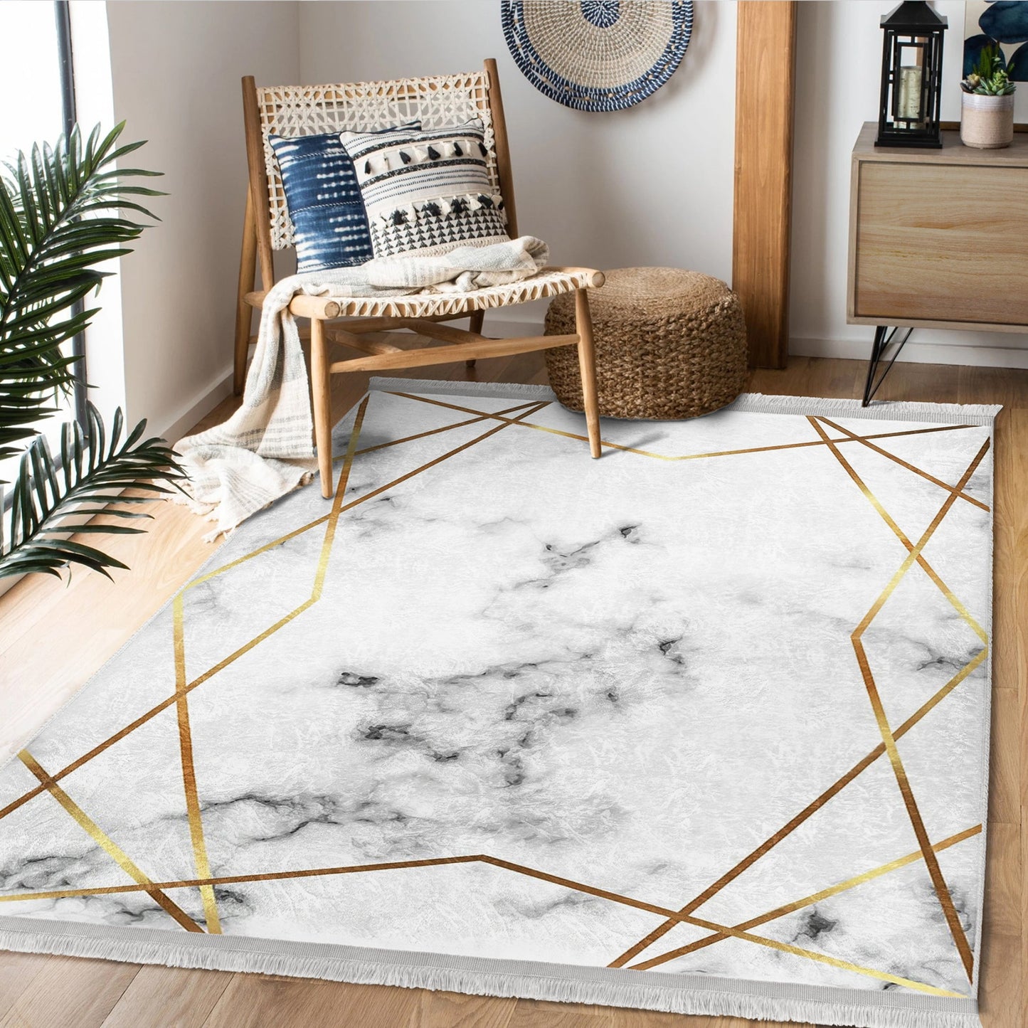 White Marble Luxury Design Washable Area Rug | Homeezone