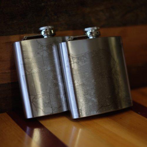 Houma - Louisiana Engraved Map Hip Flask