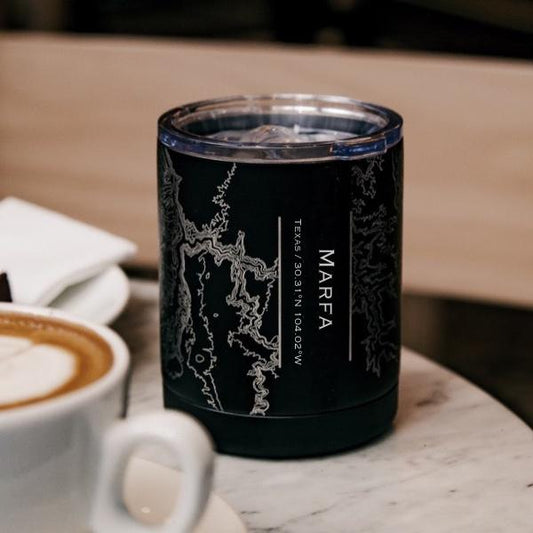 Marfa - Texas Map Insulated Cup in Matte Black