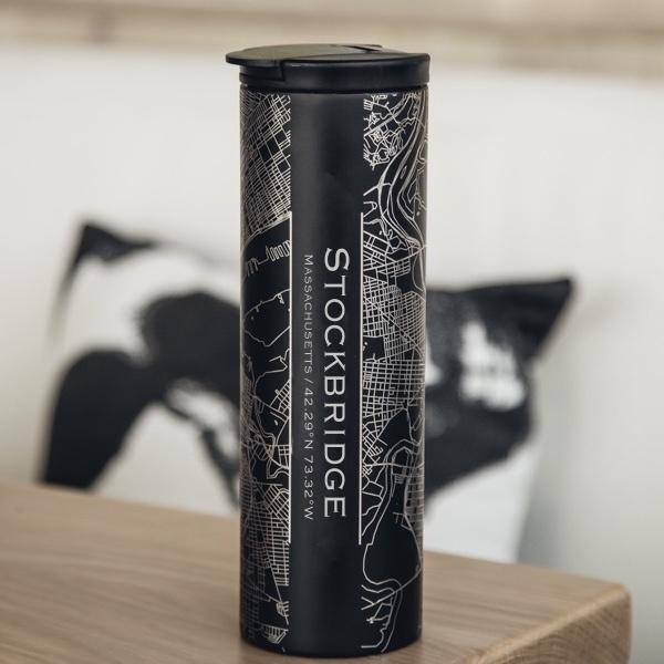 Stockbridge - Massachusetts Map Tumbler in Matte Black